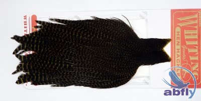 Whiting Hen Cape Grizzly dyed Dark Olive